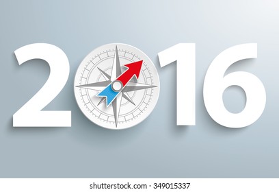 Date 2016 with compass on the gray background. Eps 10 vector file.