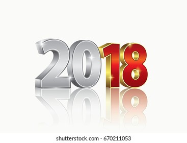 Date 2018 on a light background in 3d format.Vector illustration