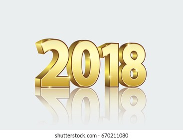 Date 2018 on a light background in 3d format.Vector illustration