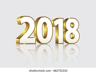 Date 2018 on a light background in 3d format.Vector illustration