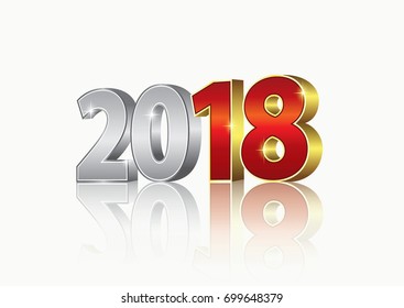 Date 2018 on a light background in 3d format. Vector illustration