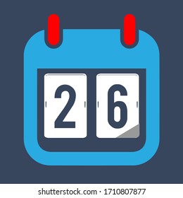 Date 26 Calendar vector icon