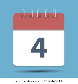 Date 4 Simple Calendar - Flat calendar icon - Date or event reminder sign. - Business vector illustration.