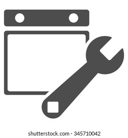 Date Adjustment vector icon. Style is flat symbol, gray color, rounded angles, white background.