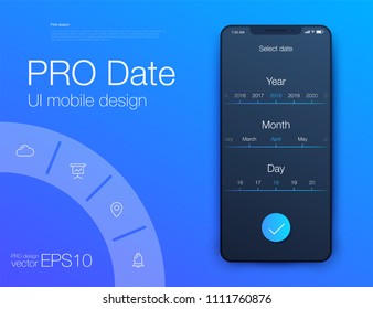 Date application UI design concept. Stock vector