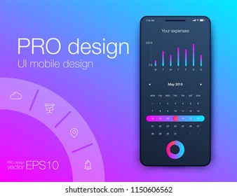 Date application UI design concept. Stock vector