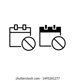 Date ban icon. With outline and glyph style