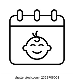 Date of birth icon. With outline and glyph style, vector illustration on white background.