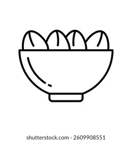 Date Bowl vector outline icon. EPS 10 file