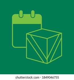 icono de entrega de fecha y caja 