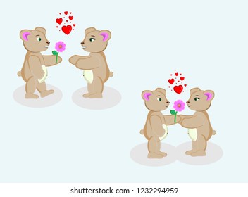 Date brown teddy bears. Mini comics.