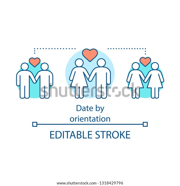日付 方向別 のコンセプトアイコン 異性愛者 同性愛者の愛を探すアプリアイデアの細い線イラスト 同性婚 同じ性別のオンラインデート ベクター画像の輪郭描画 編集可能なストローク のベクター画像素材 ロイヤリティフリー