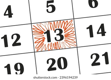 El calendario de fecha 13 está resaltado con un lápiz rojo. Guardar la fecha escrita en el calendario Guardar la fecha escrita en el calendario