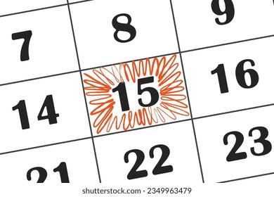 date in calendar 15 is marked with a red pencil. Save the date recorded in the calendar