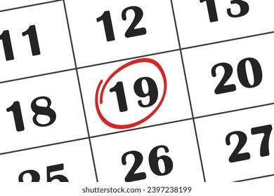 The date in the calendar 19 Save the date written on the calendar