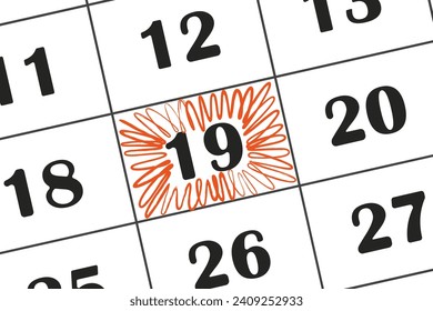 The date in the calendar 19 Save the date written on the calendar