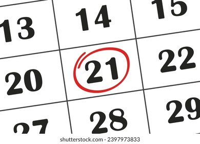 Date calendar 21 is highlighted with a red pencil. Save the date written on the calendar Save the date written on the calendar