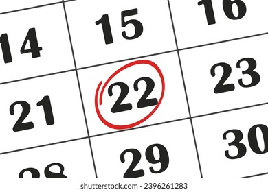 Date calendar 22 is highlighted with a red pencil. Save the date written on the calendar Save the date written on the calendar