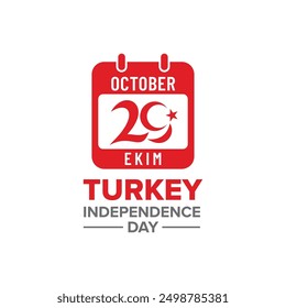 Calendario de fecha 29 de octubre de 2024 feliz Día de la Independencia de Turquía símbolo de Vector plano diseño de  en stock. 29 de octubre Ekim. 29 Ekim Cumhuriyetimiz 101 yaşında. 29 de octubre de 2024. Día de la República de Turquía.