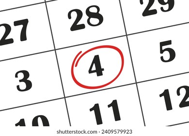 Date in calendar 4 is marked with a red marker. Save the date recorded in the calendar