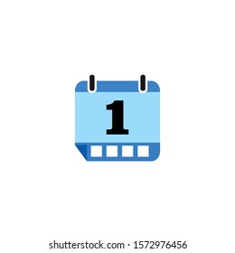 Date calendar icon "1".Design template vector