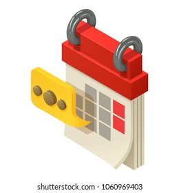 Date calendar icon. Isometric illustration of date calendar vector icon for web