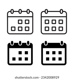Date, calendar icon vector in several styles