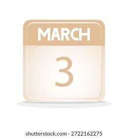 calendario de fecha de marzo. calendario de Web, evento, días festivos, horario, agenda, etc. ilustración Vector