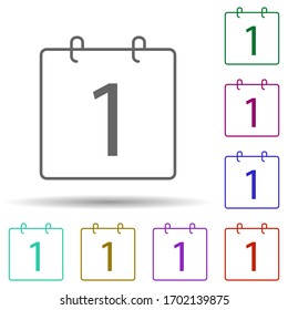Icono de varios colores del calendario de fechas. Línea delgada simple, contorno vectorial de iconos escolares para ui y ux, sitio web o aplicación móvil