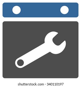 Date Configuration vector icon. Style is bicolor flat symbol, cobalt and gray colors, rounded angles, white background.