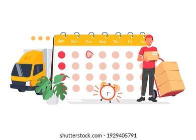 Date of Delivery vector. filled flat sign for mobile concept and web design. Calendar with package box glyph icon. Symbol, logo illustration.
