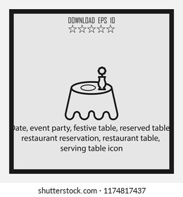 Date, event party, serving table icon  line icon