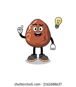 date fruit cartoon with get an idea pose , character design