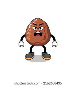 date fruit cartoon illustration with angry expression , character design