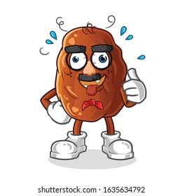 date fruit comedian funny face cartoon with big nose mask. cartoon mascot vector