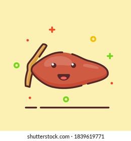 Date fruit cute mascot face emotion happy fruit with color flat cartoon outline style