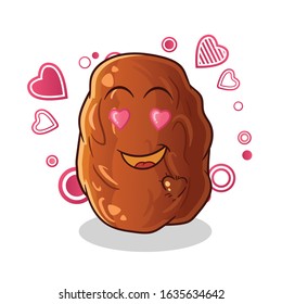 date fruit fall in love cartoon. cute chibi cartoon mascot vector