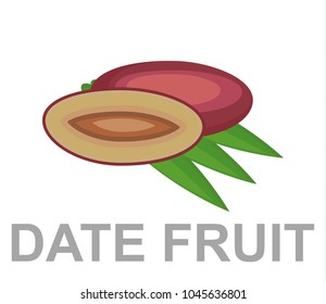 Date fruit icon entirely and in a cut