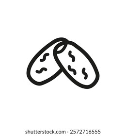 Date fruit icon flat line symbol set.