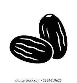 Date fruit icon flat outline in black