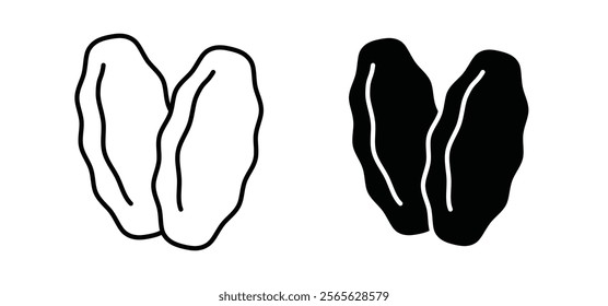 Date fruit icons in black and white colors