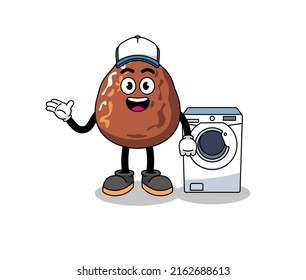 date fruit illustration as a laundry man , character design