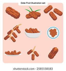 date fruit illustration set for your design needs. with vector format suitable for web, poster, social media post etc.