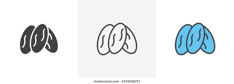 Datum Fruit Isolated Line Icon Stil Design. einfache Vektordarstellung