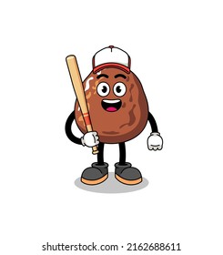date fruit mascot cartoon as a baseball player , character design