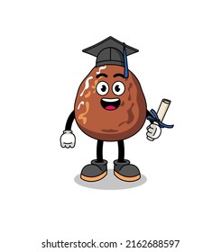 date fruit mascot with graduation pose , character design