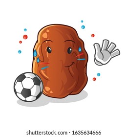 date fruit playing football and waving cartoon. exercise and sweating. cute chibi cartoon mascot vector