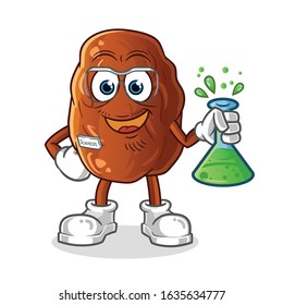 date fruit scientists hold chemical tubes and wear glasses cartoon. cartoon mascot vector
