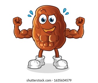 date fruit strong muscle bodybuilder cartoon. cartoon mascot vector