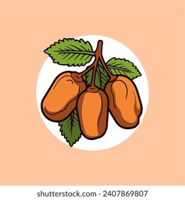 ilustración de icono de vector de fruta de fecha